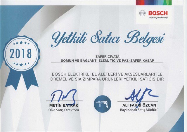 bosch yetkili satıcı belgesi